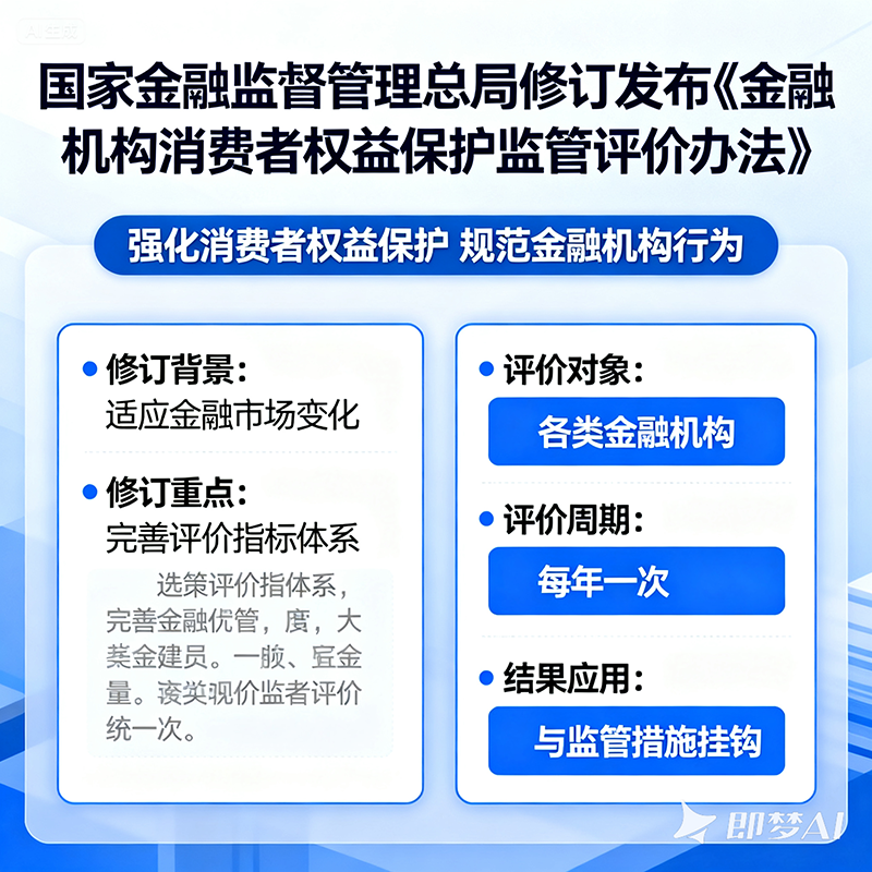 国家金融监督管理总局修订发布《金融机构消费者权益保护监管评价办法》